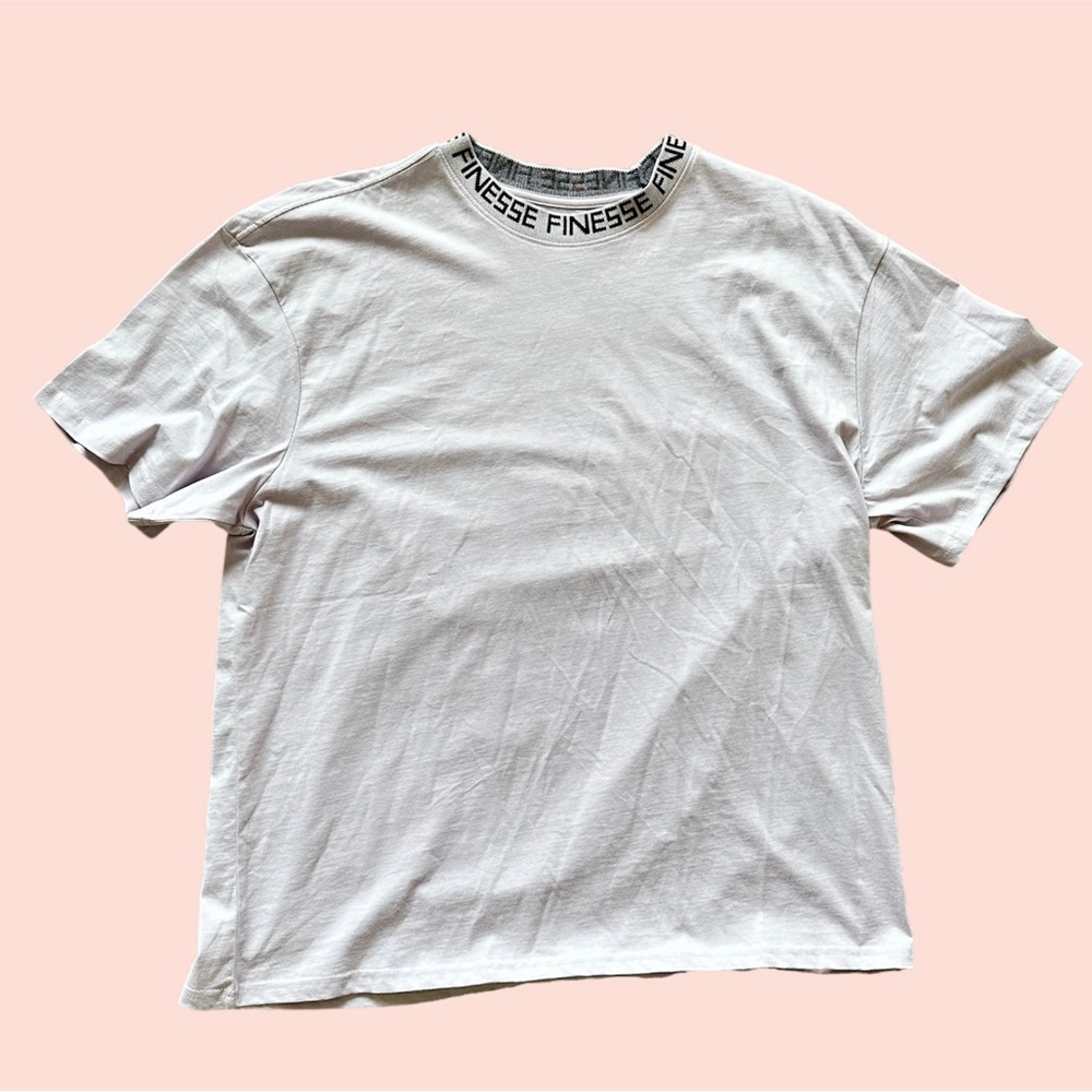 Fashion Nova White Short Sleeve Tee with Branded Collar